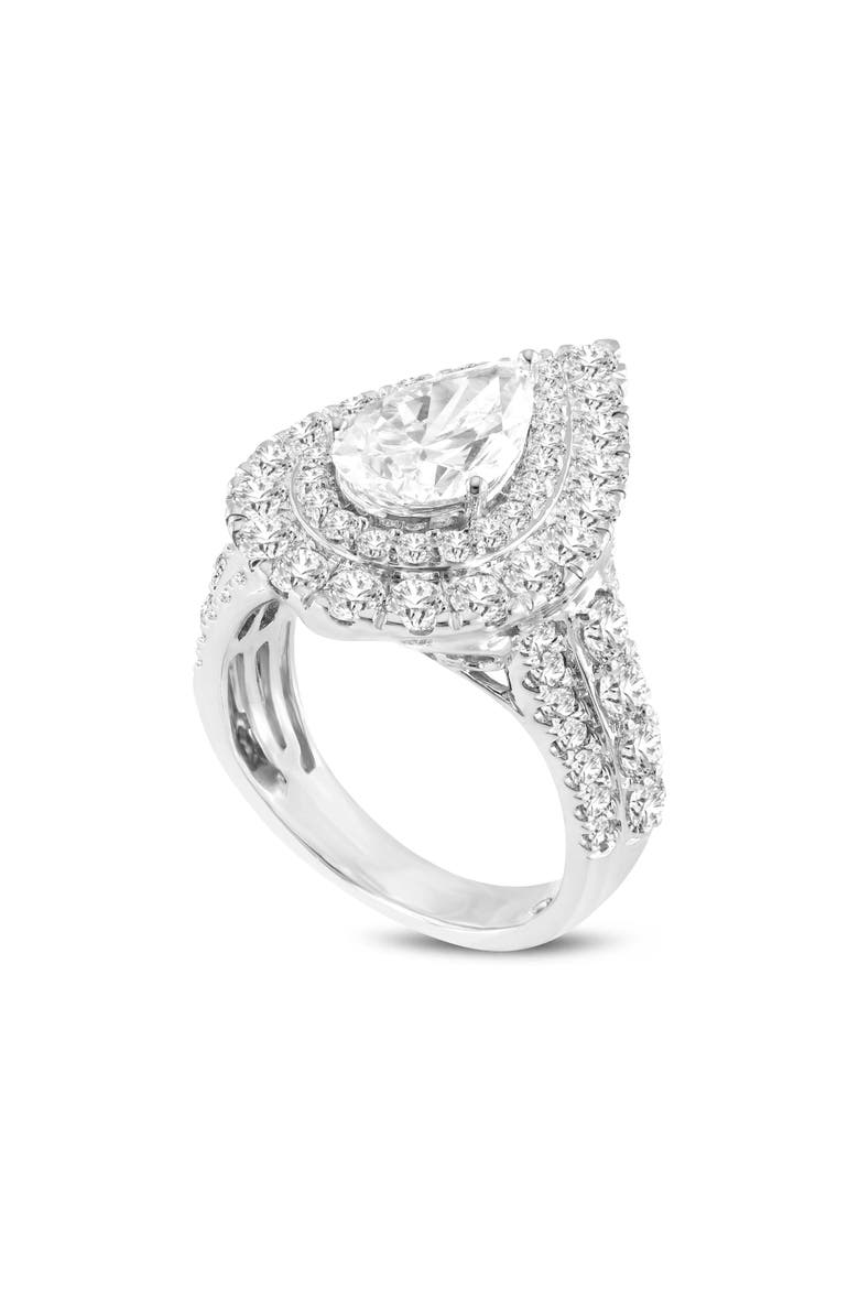 Augusta 14K White Gold Pear Lab Grown Diamond Halo Engagement Ring - 4.65 Ct, Main, color, 14K White Gold