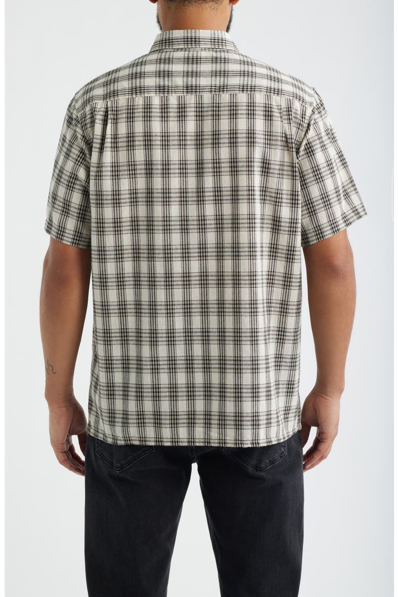 Office Woven Check Short Sleeve Cotton Button-Up Shirt, Alternate, color, CREAM