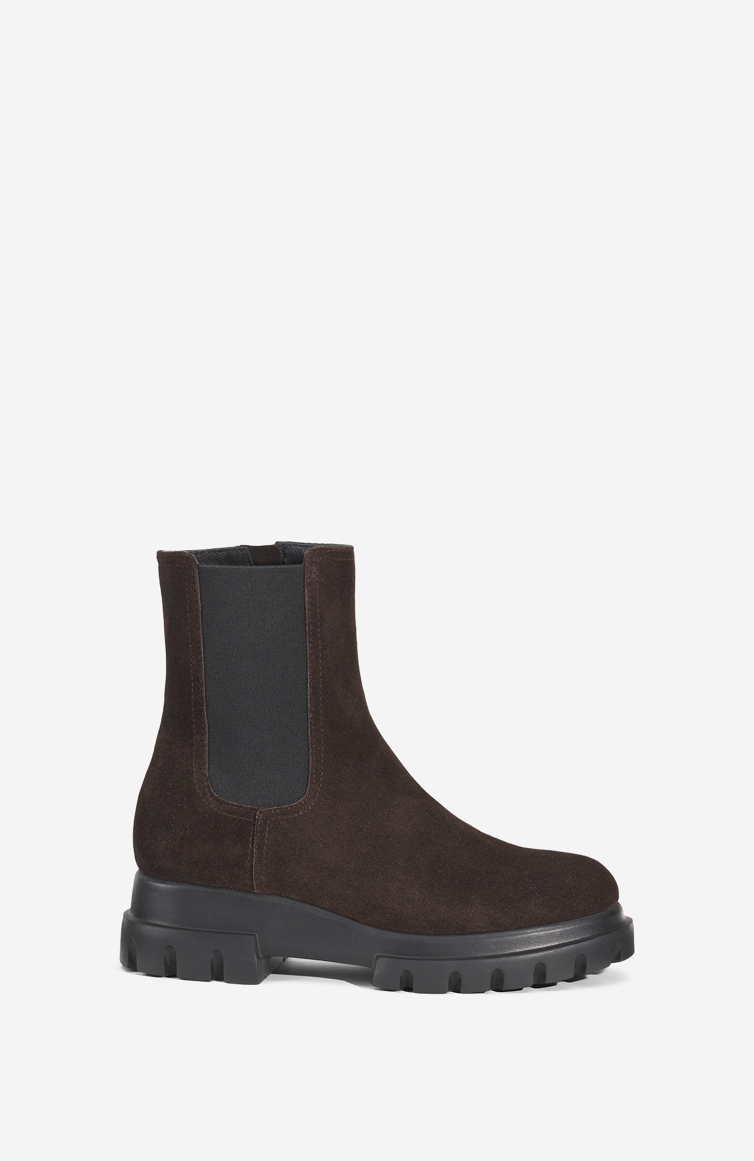 Chunky Beat Leather Ankle Boot, Main, color, Testa di moro Suede