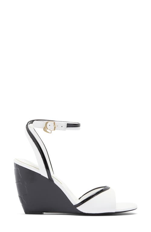 Karl Lagerfeld Paris Kersey Wedge Sandal In Bright White/black