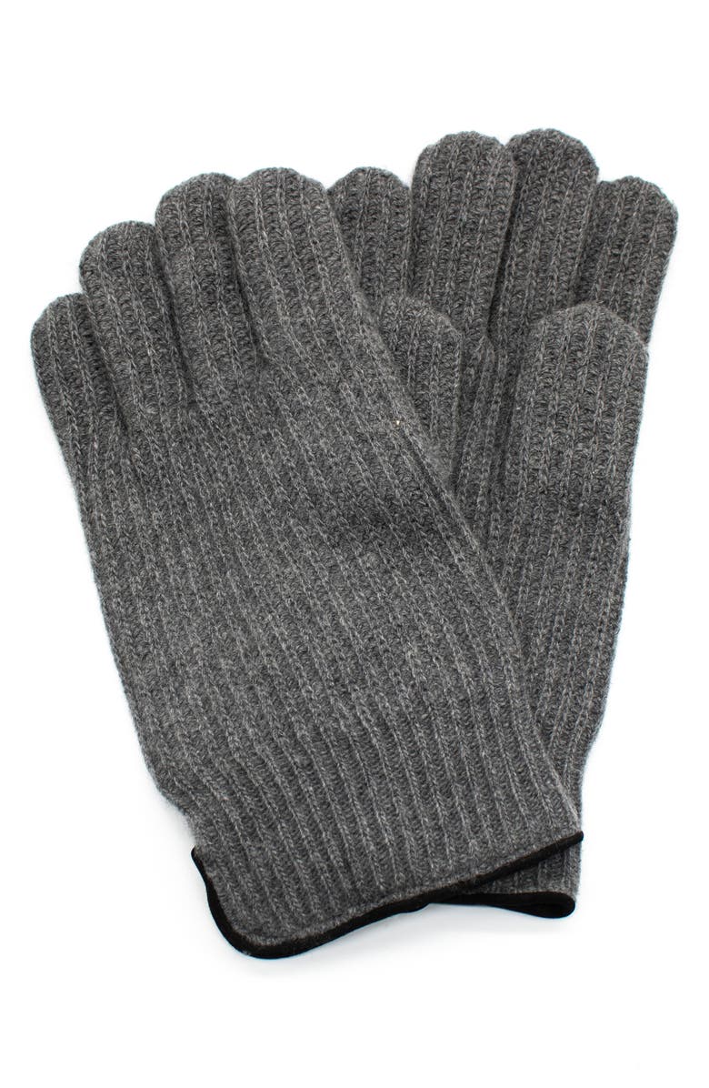 Portolano Cashmere Gloves, Main, color, Medium Heather Grey
