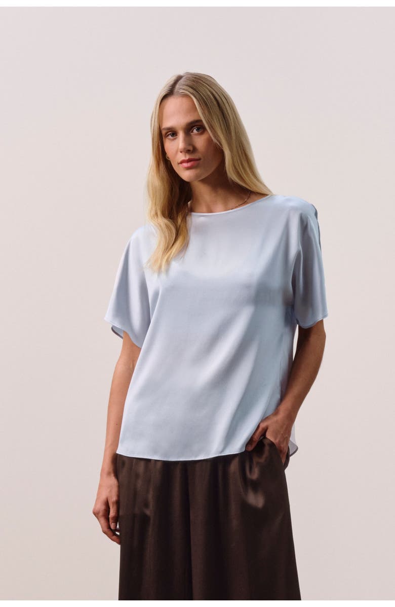 NAKED CASHMERE Easy Silk T-Shirt, Main, color, Cloud