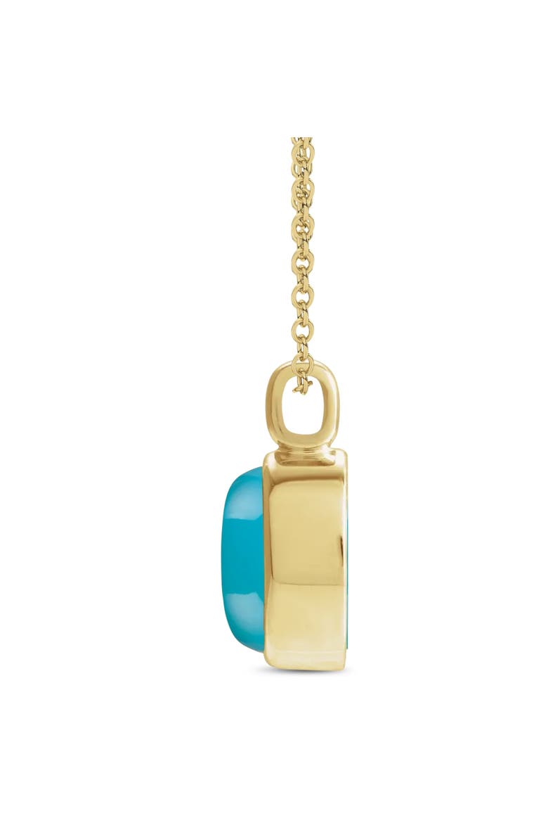 Oval Natural Cabochon Peridot Pendant Necklace 14K 0.86ct, Alternate, color, Turquoise,Yellow Gold