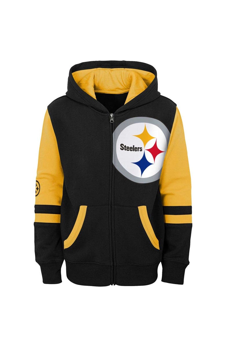 Outerstuff Youth Black Pittsburgh Steelers Colorblock Full-Zip Hoodie, Alternate, color, Black