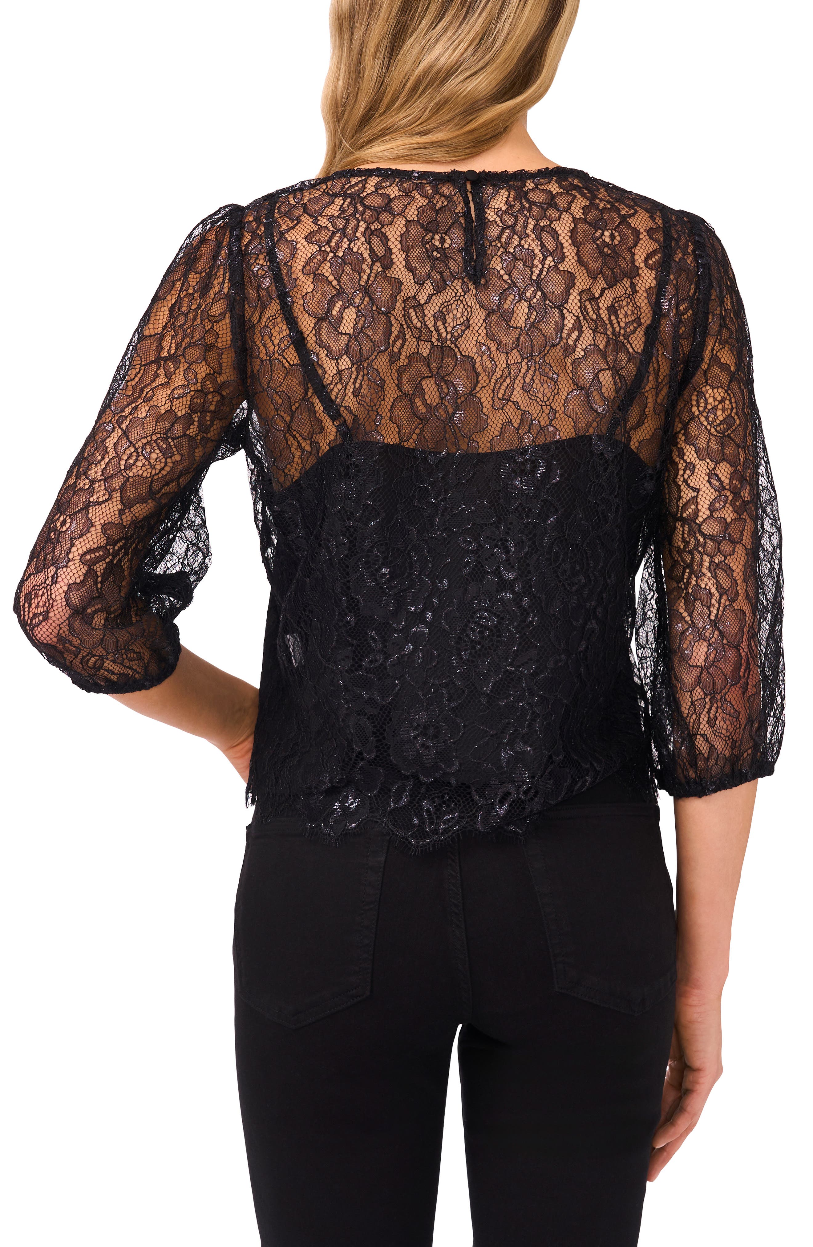 Metallic Floral Lace Top - image 2