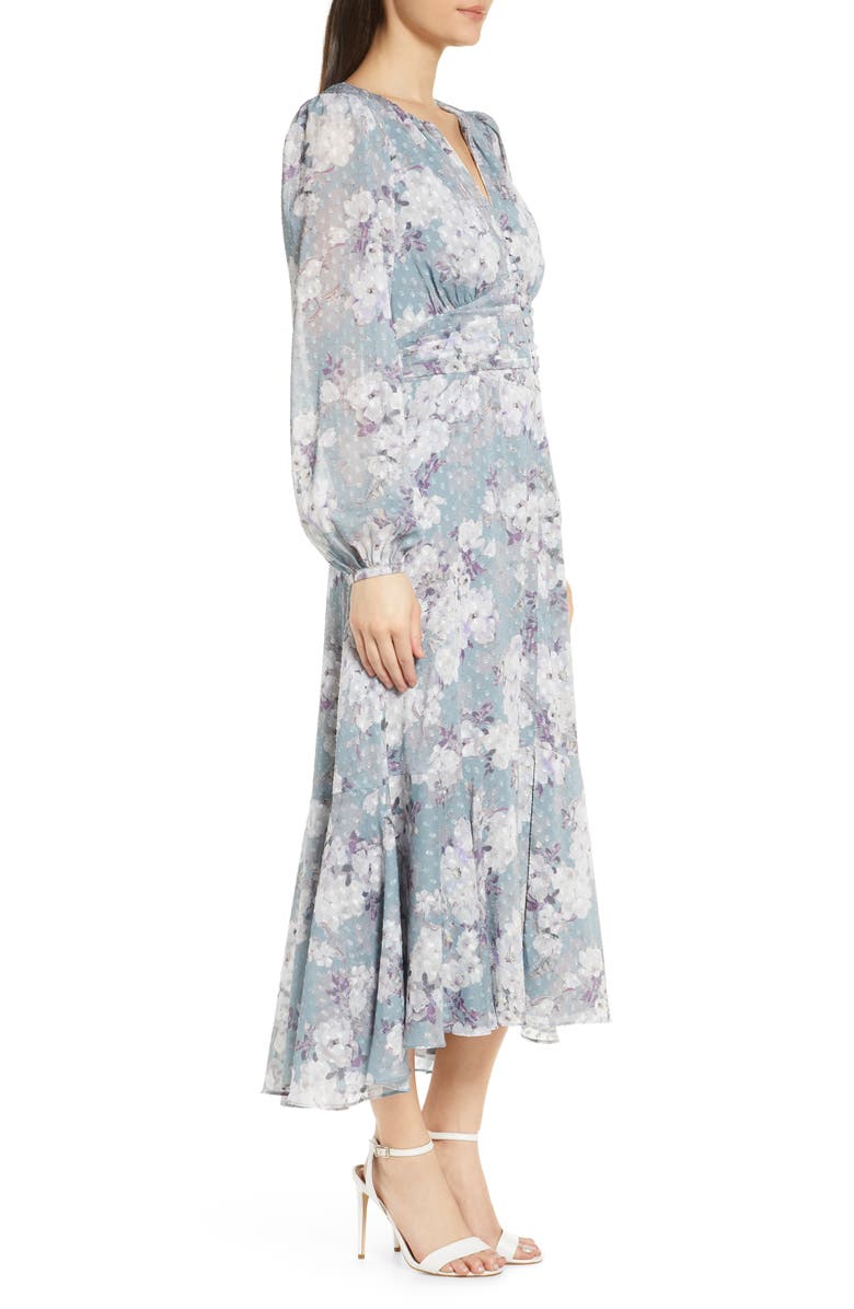 Ever New Floral Long Sleeve High/Low Midi Dress, Alternate, color,