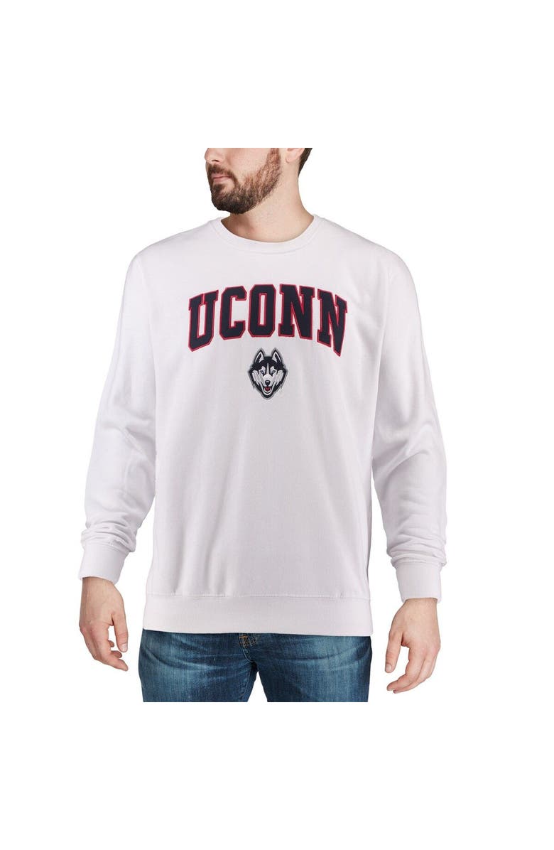 COLOSSEUM Men's Colosseum White UConn Huskies Arch & Logo Crew Neck Sweatshirt, Alternate, color, White