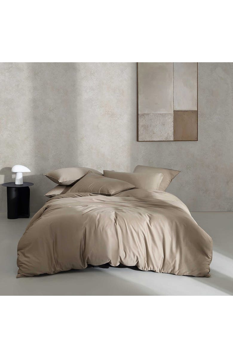Calvin Klein Organic Earth Cotton Sateen Duvet Cover & Shams Set, Alternate, color, Brown