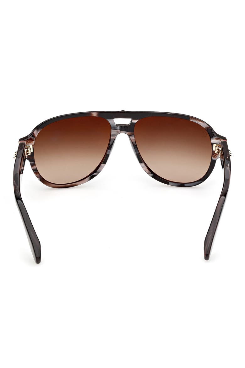 58mm Gradient Pilot Sunglasses, Alternate, color, STRIPED BLACK AND PEARL GRAD