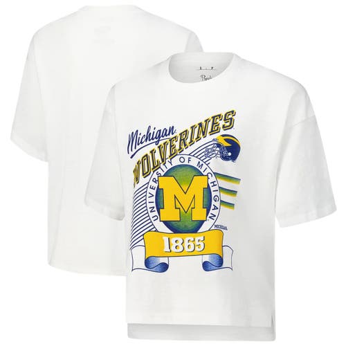 PRESSBOX PRESSBOX WHITE MICHIGAN WOLVERINES ROCK & ROLL SLUB T-SHIRT