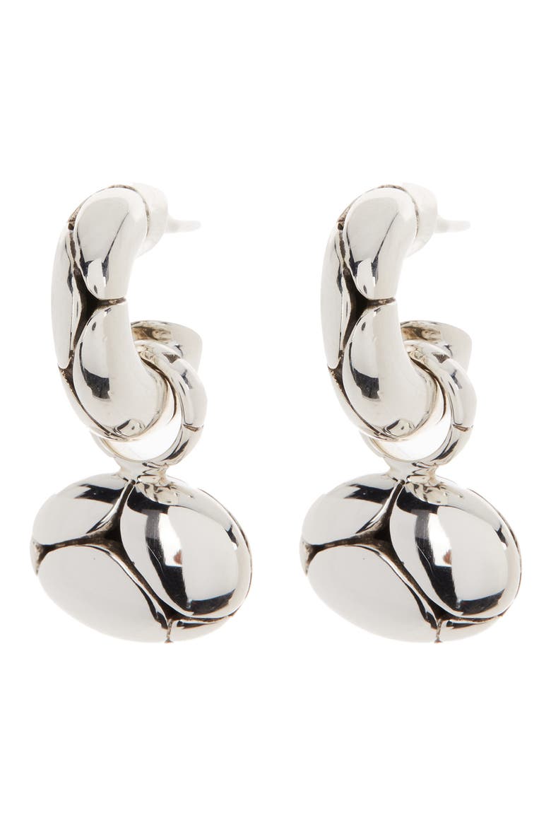 Kali Oval Pebble Hoop Drop Earrings, Main, color, NO COLOR