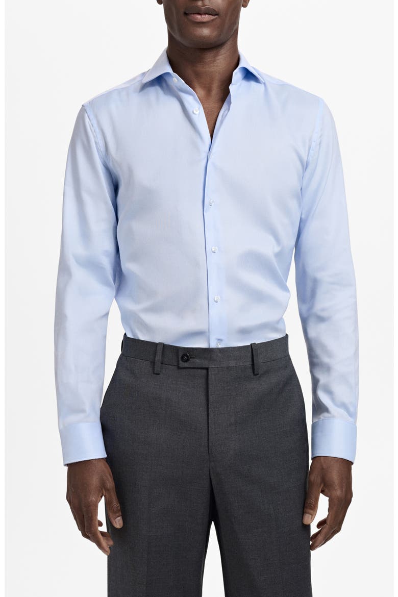 Slim Fit Structured Cotton Button-Up Shirt, Main, color, SKY BLUE