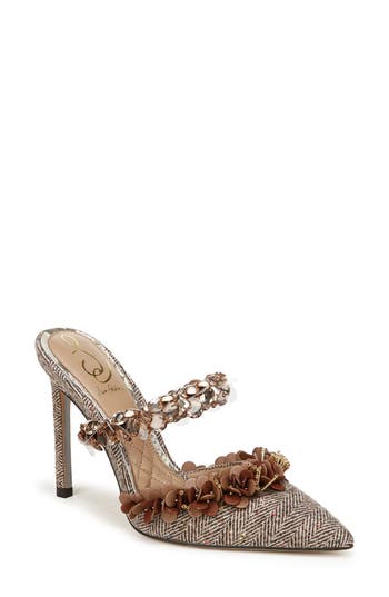 Sam Edelman Athena Pointed Toe Mule Pump Brown Multi Fabric In Brown Multi