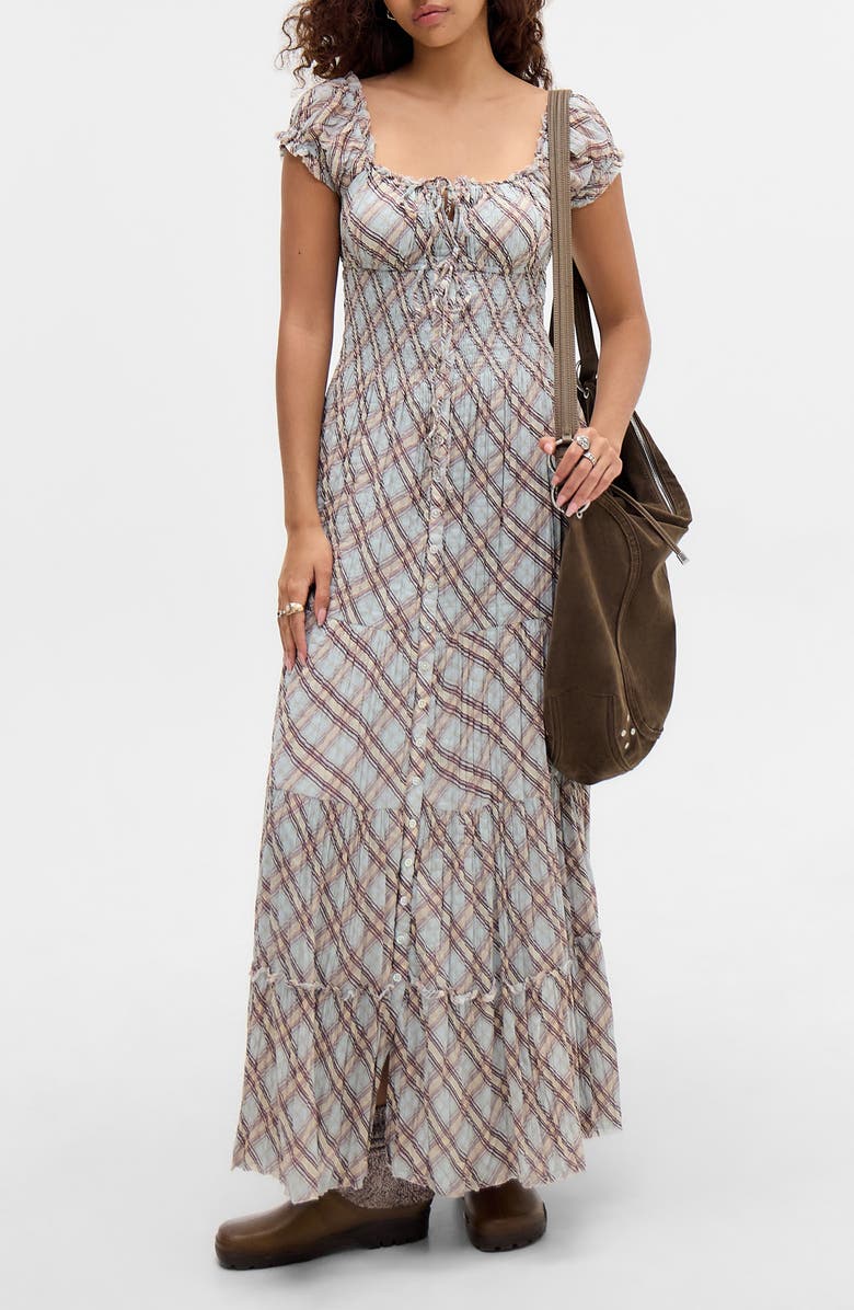 BDG Urban Outfitters Tiana Check Maxi Dress, Main, color, Blue Check