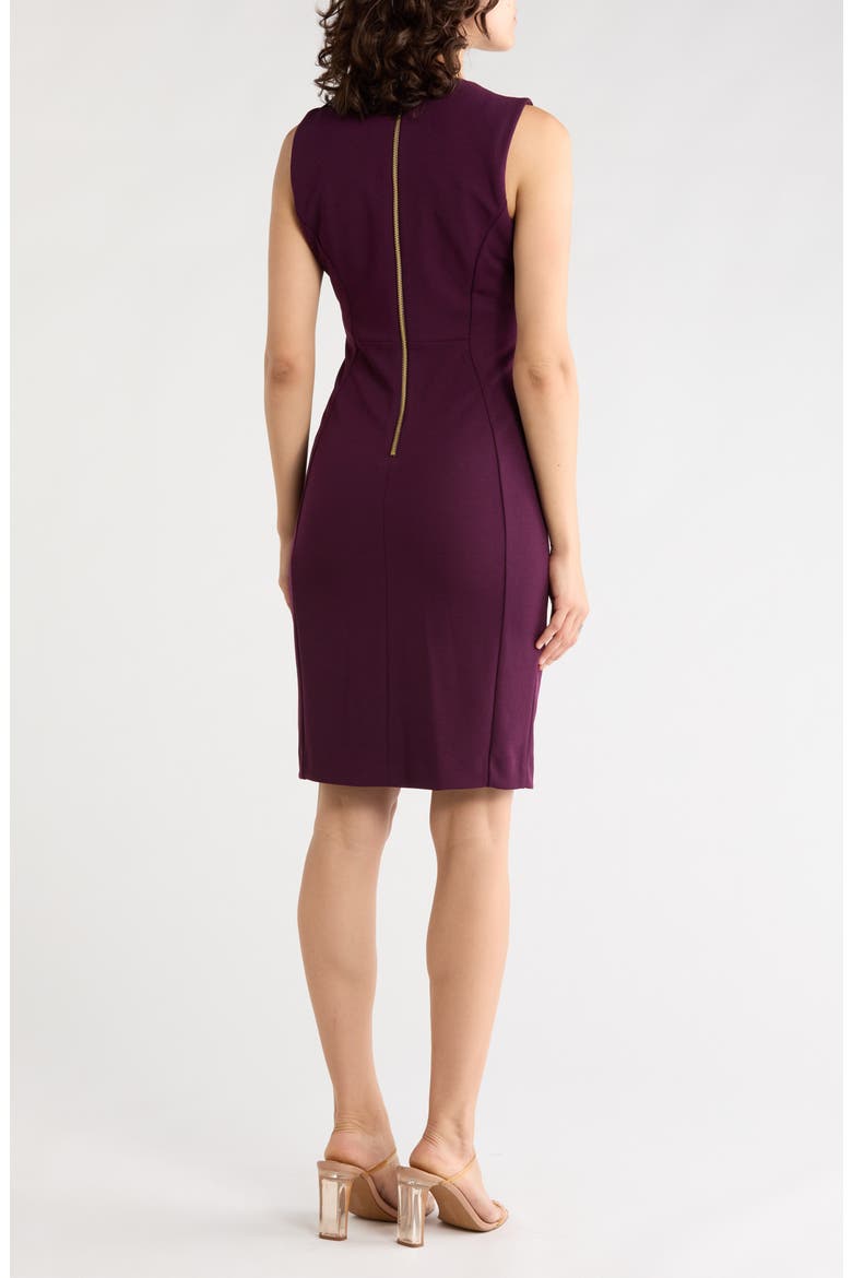 Solid Scuba Crepe Sheath Dress, Alternate, color, AUBERGINE