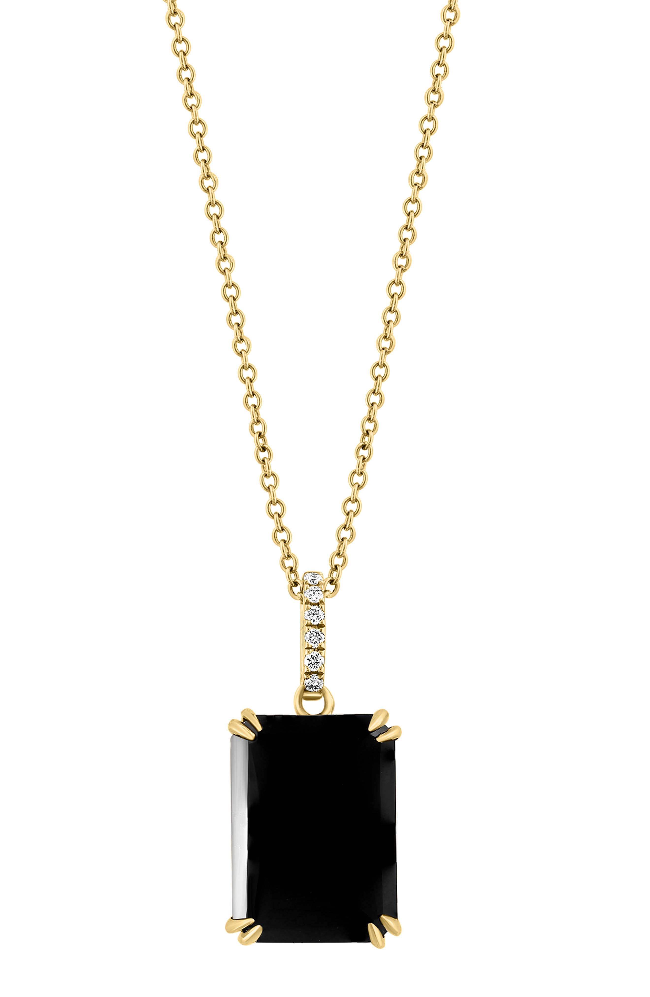 EFFY 14K Yellow Gold Onyx & Diamond Pendant Necklace