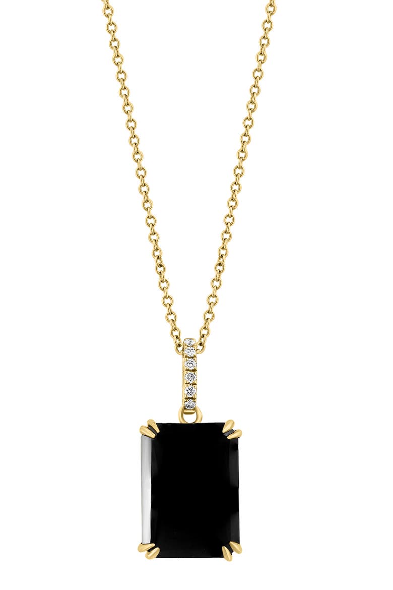 14K Yellow Gold Onyx & Diamond Pendant Necklace, Main, color, BLACK
