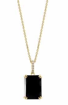 EFFY 14K Yellow Gold Onyx & Diamond Pendant Necklace