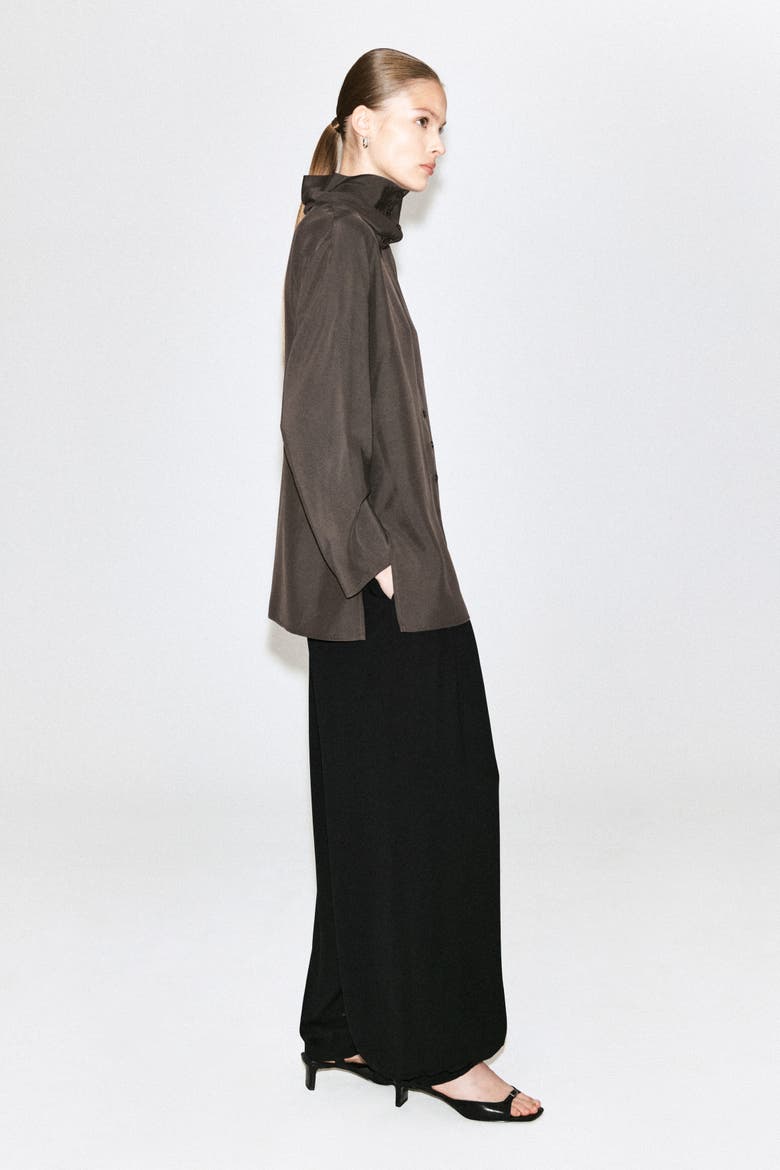 Fluid Mock-Neck Blouse, Alternate, color, GRAY
