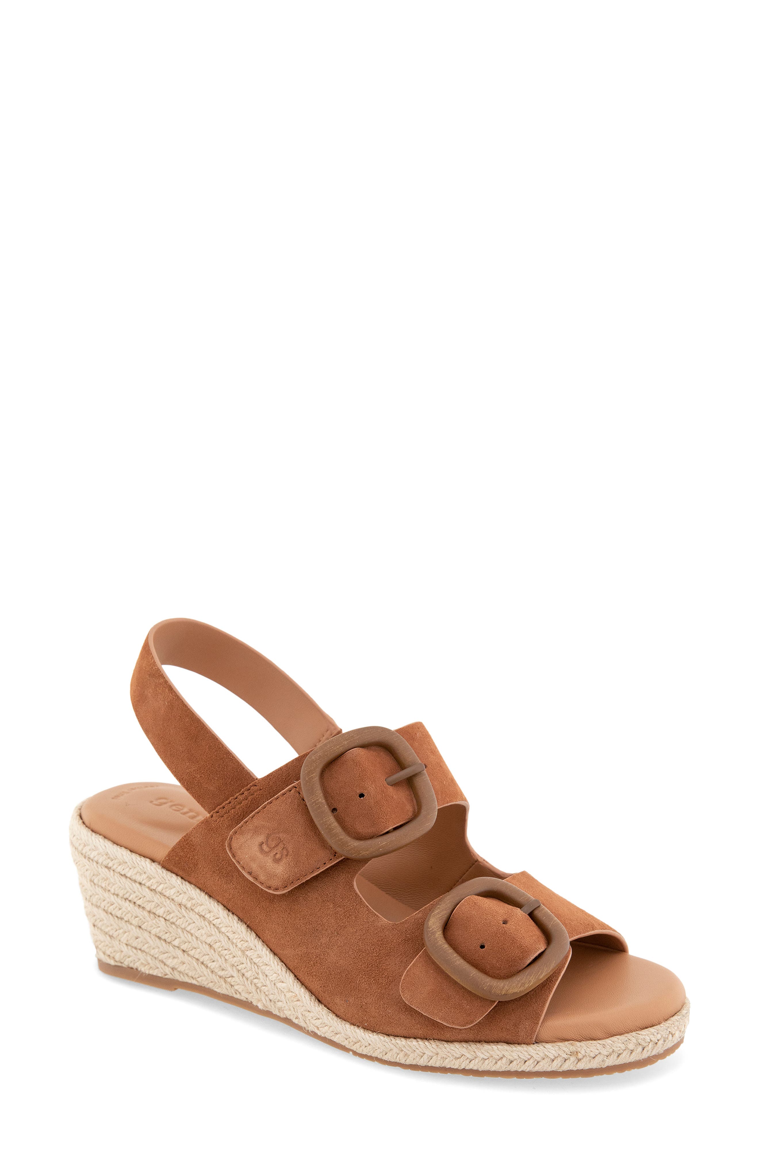 Gentle Souls Greca Espadrille Slingback Platform Wedge Sandal, Main, color, Luggage Suede
