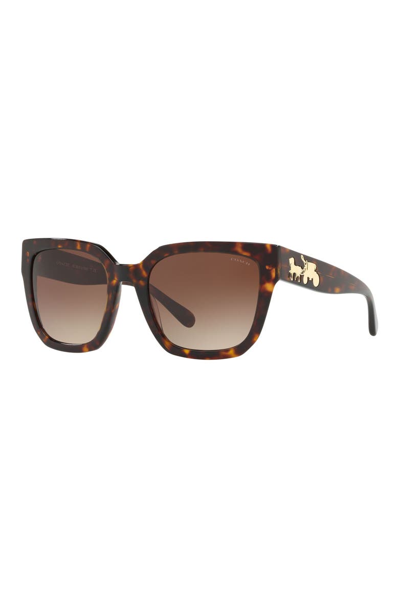 53mm Gradient Square Sunglasses, Alternate, color, DARK TORTOISE/ BROWN GRAD