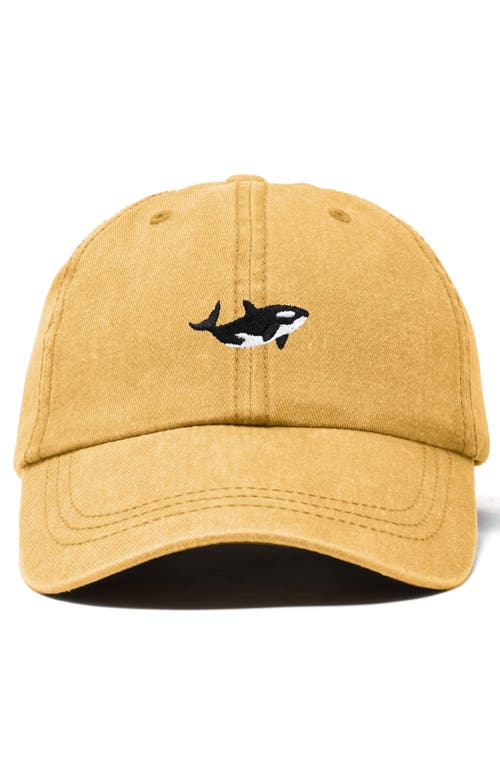 Dalix Killer Whale Embroidered Dad Hat In Washed Gold