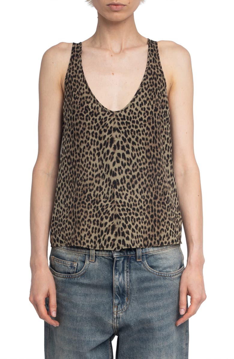 Zadig & Voltaire Tarysa Leopard Print Tank Top, Main, color,