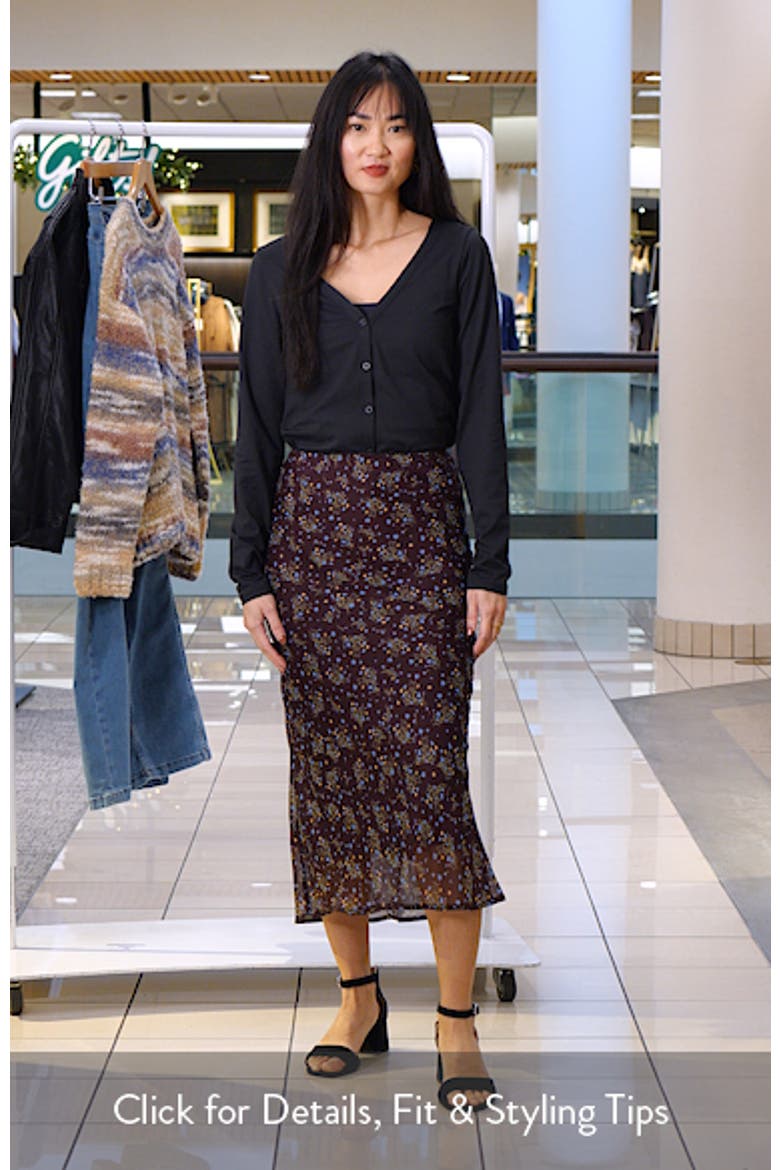 Ditsy Print Bias Midi Skirt video