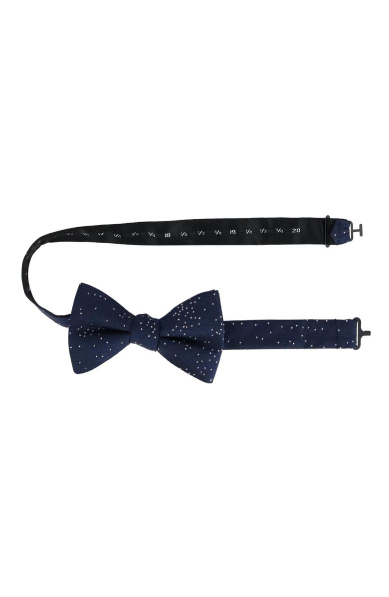 Trafalgar Mystere Metallic Star Light Silk Bow Tie, Alternate, color, Navy