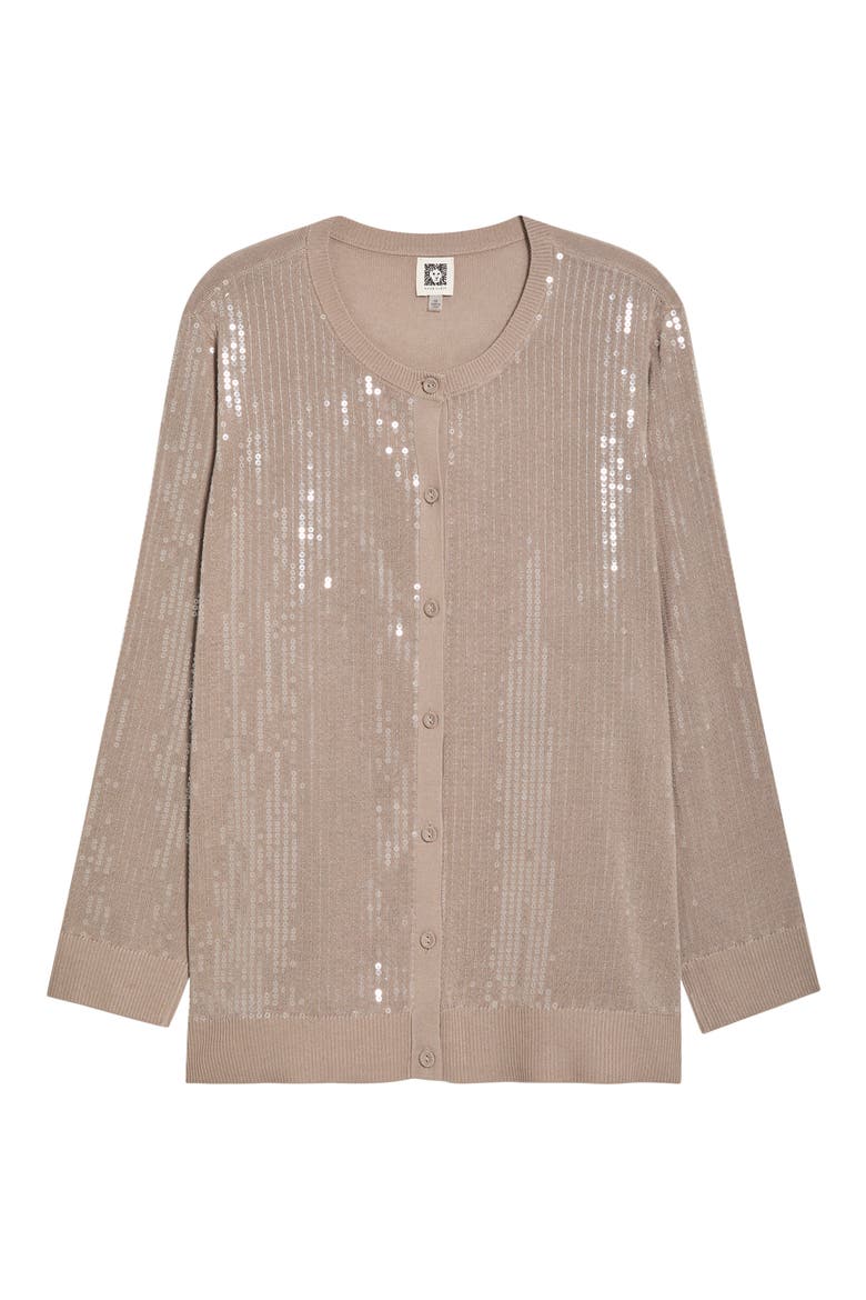 Sequin Embellished Cardigan, Alternate, color, NATURAL CLAY