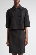 Lafayette 148 New York Textured Houndstooth Jacquard Double Breasted Jacket
