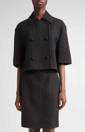 Lafayette 148 New York Textured Houndstooth Jacquard Double Breasted Jacket