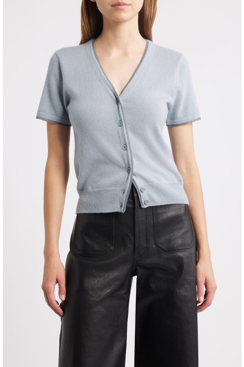 The Cashmere Mesh Trim Cardigan, Main, color, GREY BLUE