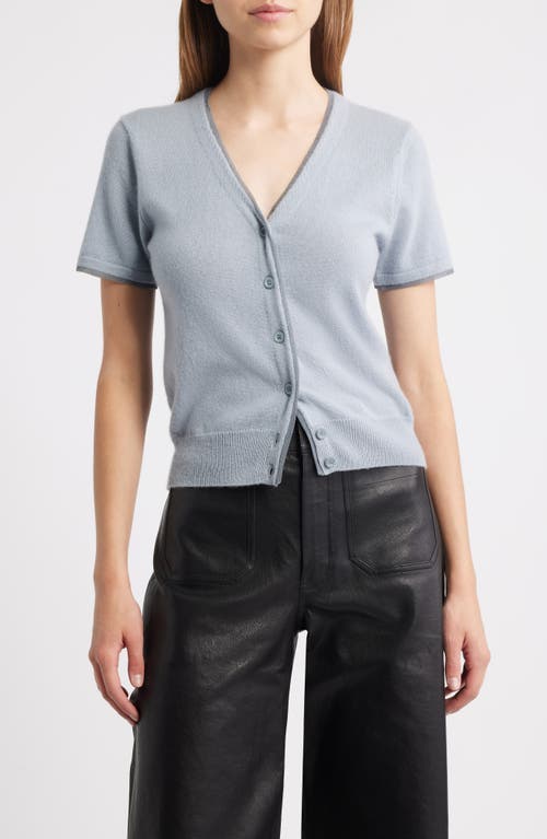 Frame The Cashmere Mesh Trim Cardigan In Blue
