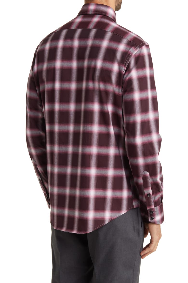 Plaid Dress Shirt, Alternate, color, BURGUNDY