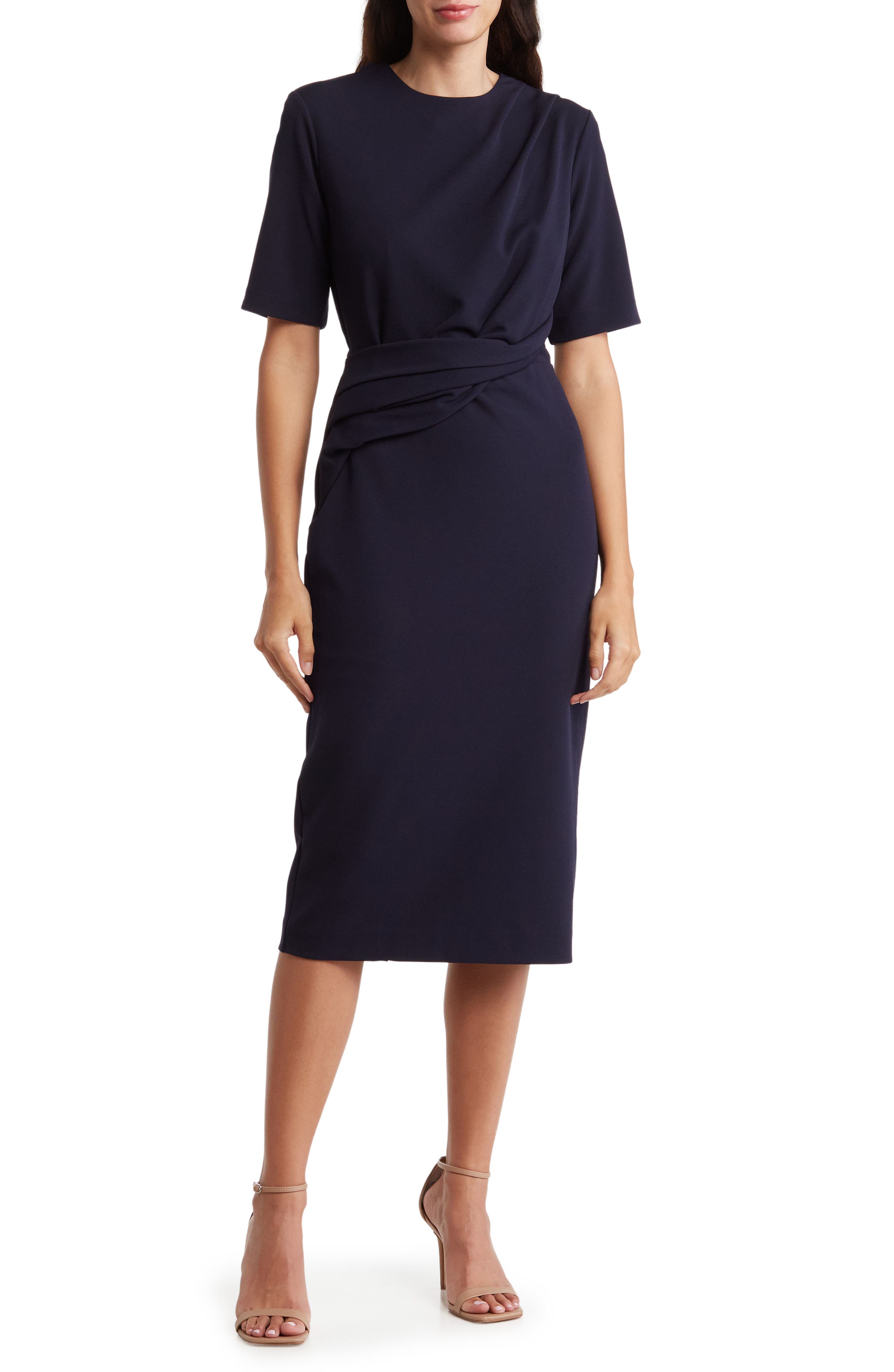 Alexia Admor Harper Short Sleeve Midi Sheath Dress
