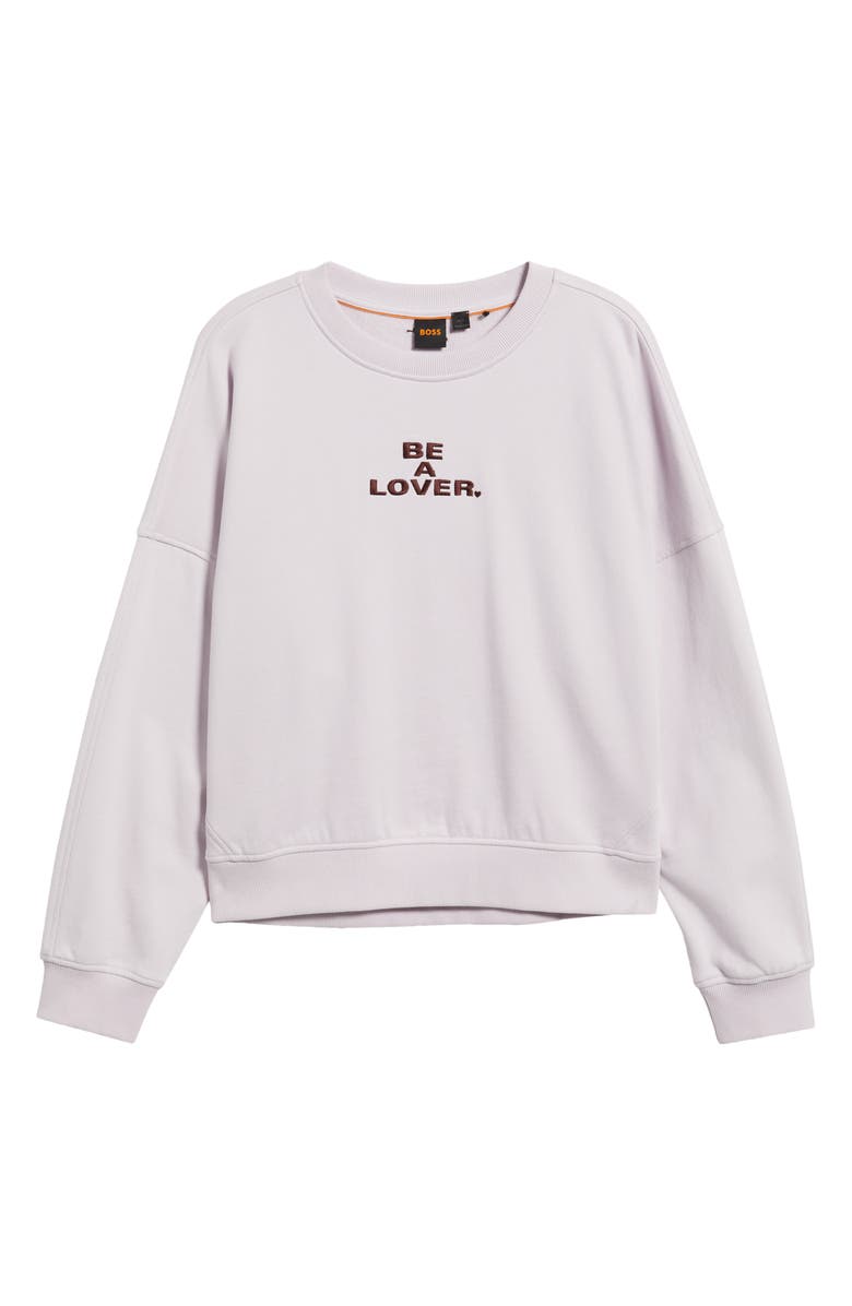 BOSS Orange Ever Valentine Graphic Cotton Sweatshirt, Alternate, color, Purple