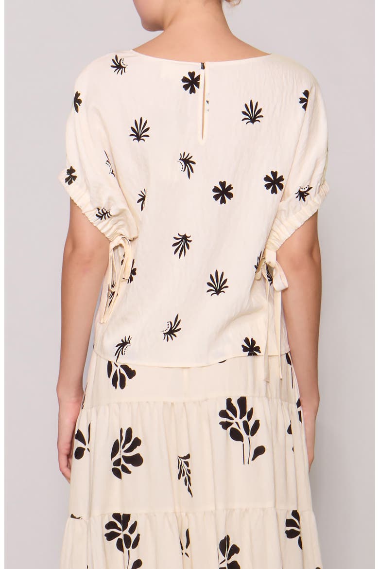 Drawcord Sleeve Top, Alternate, color, BONE BLACK FLORAL