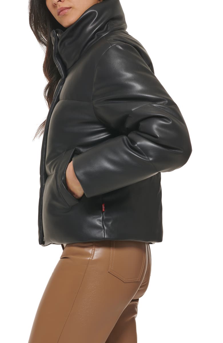 Levi's<sup>®</sup> Water Resistant Faux Leather Puffer Jacket, Alternate, color,