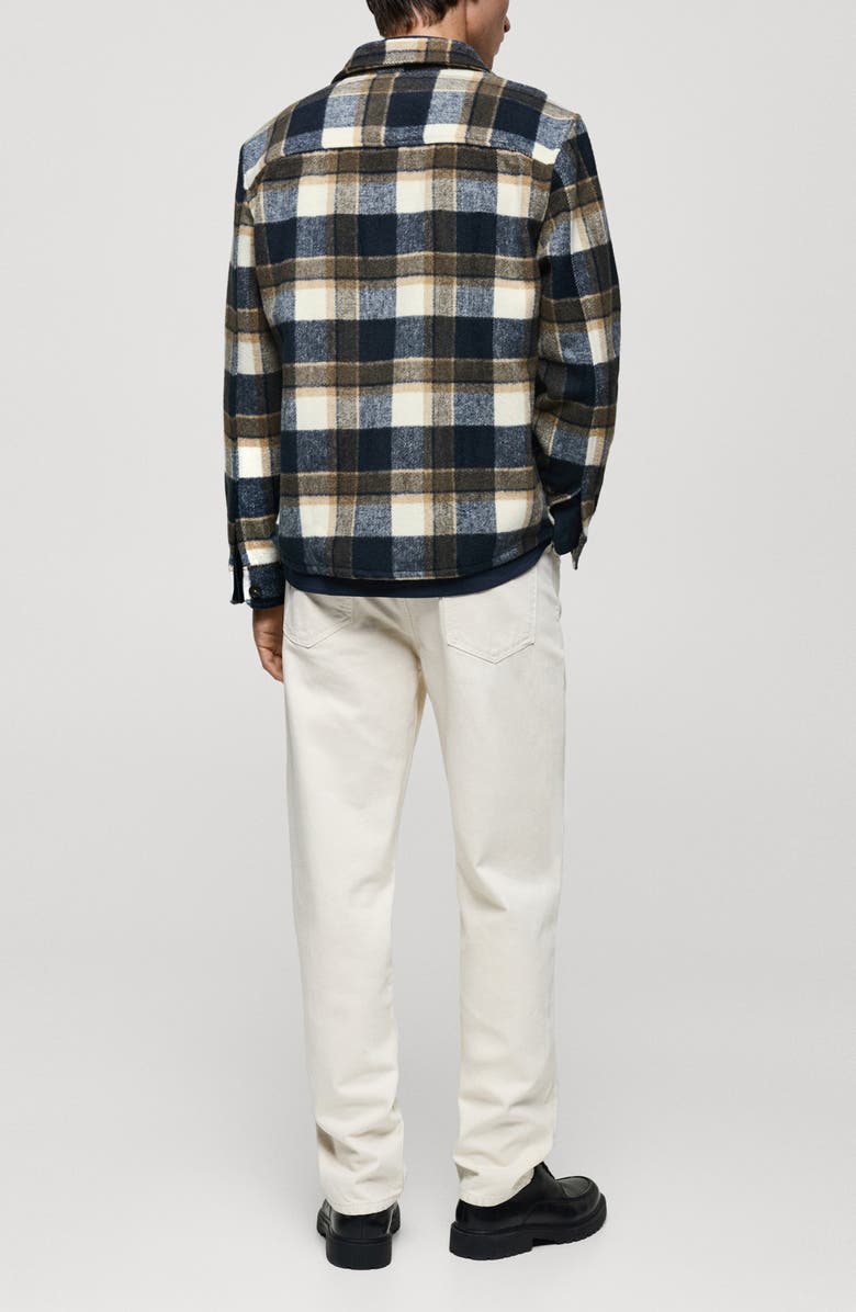 MANGO Check Flannel Overshirt, Alternate, color, Dark Navy