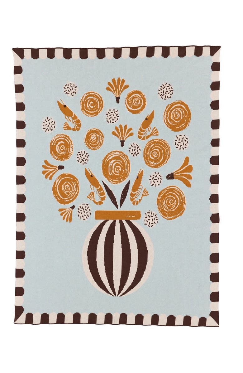 Biquette Le Bouquet Knit Throw Blanket, Main, color, Cocktail Hour