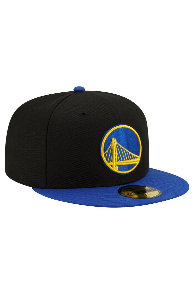 New Era Men's New Era Black/Royal Golden State Warriors 2-Tone 59FIFTY Fitted Hat, Alternate, color,