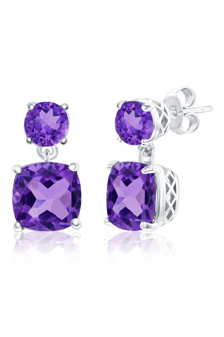 Sterling Silver Semiprecious Stone Drop Earrings, Main, color, AMETHYST