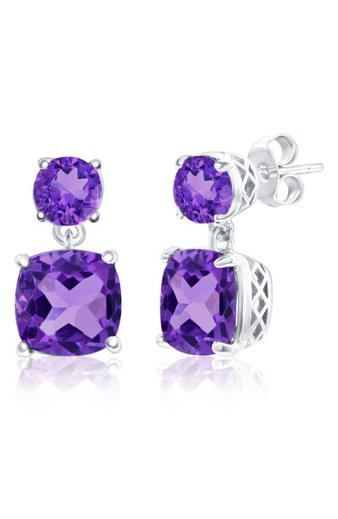 Sterling Silver Semiprecious Stone Drop Earrings