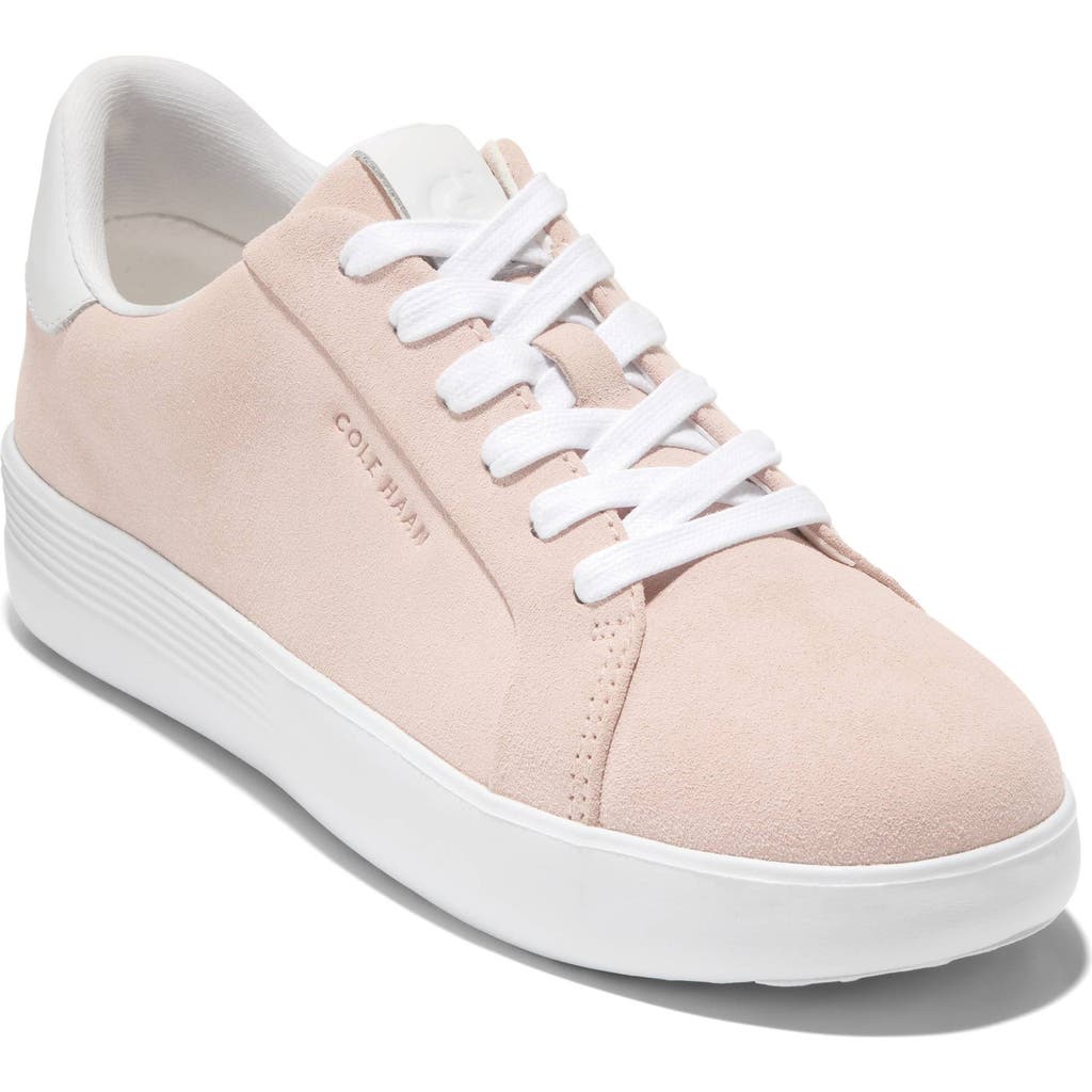 Cole Haan Grand Crosscourt Joy Platform Sneaker In Cameo Rose Suede/white