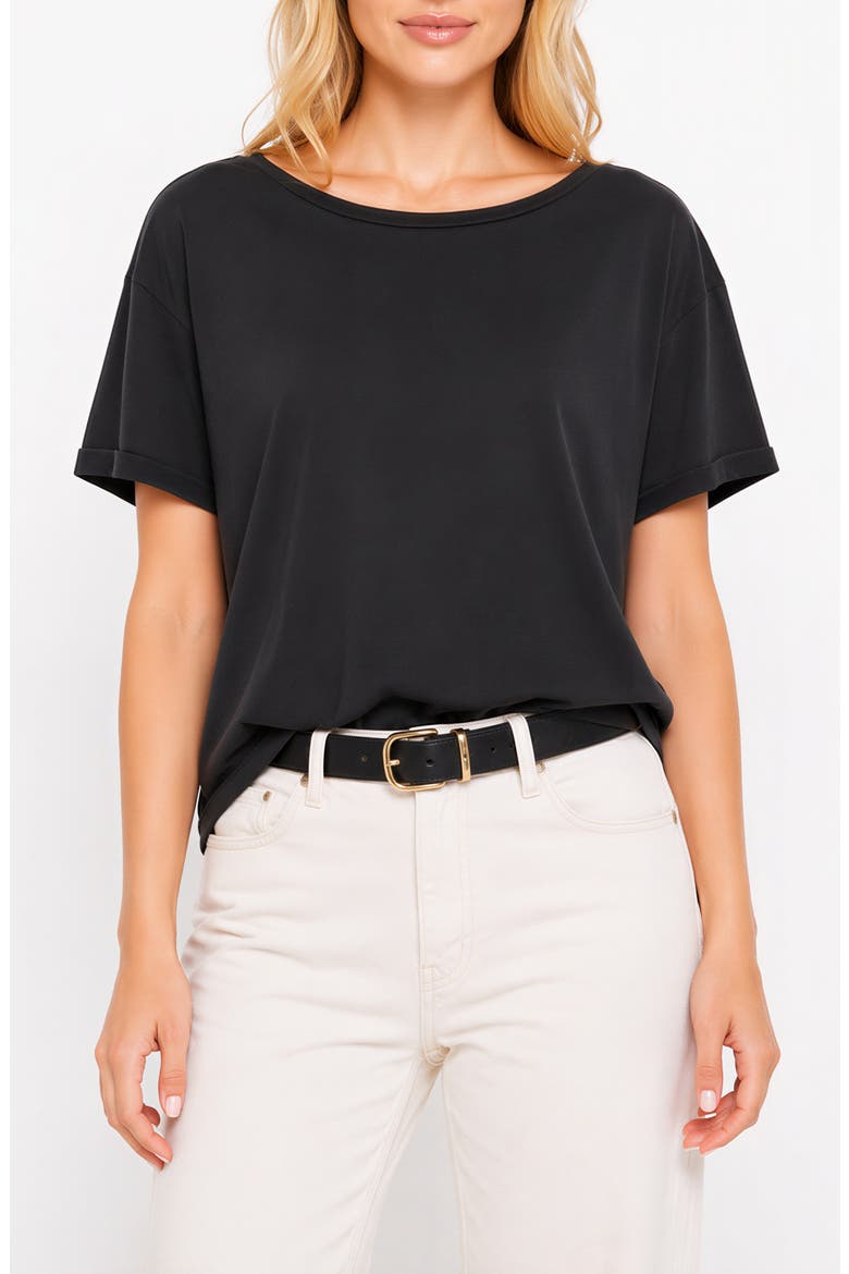 Reversible Lace V-Neck T-Shirt, Main, color, BLACK
