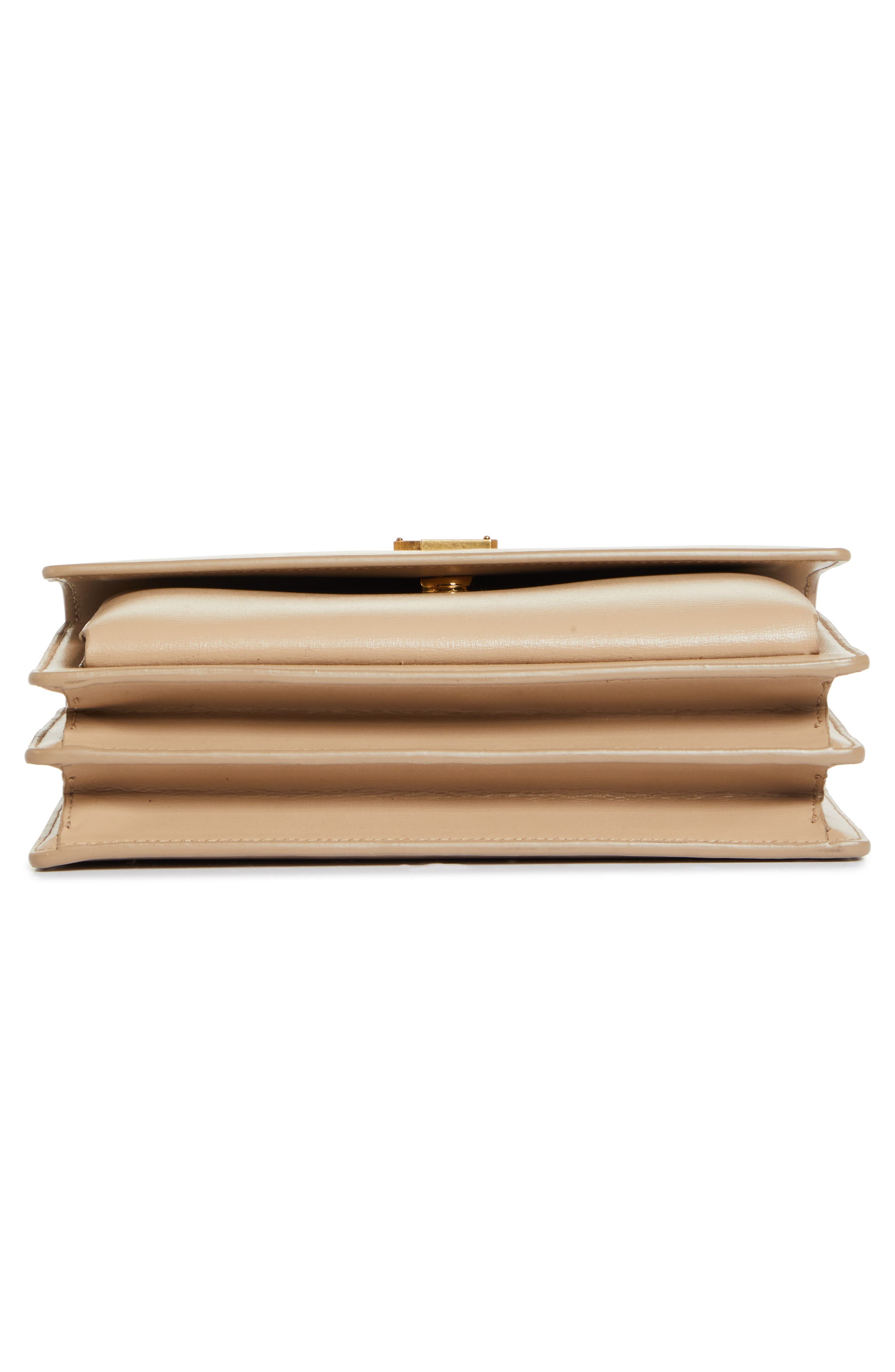 Medium Sunset Leather Shoulder Bag, Alternate, color, DARK BEIGE
