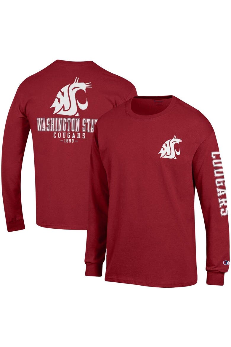 Men's Champion Crimson Washington State Cougars Team Stack Long Sleeve T-Shirt, Main, color, Crimson