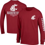Champion Men's Champion Crimson Washington State Cougars Team Stack Long Sleeve T-Shirt