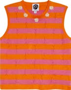 YanYan Daisy Stripe Sleeveless Linen Blend Sweater
